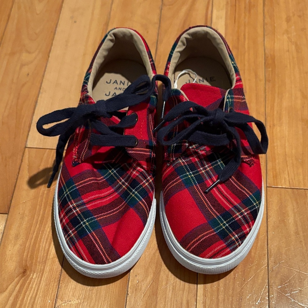 Janie and Jack holiday plaid Sneakers